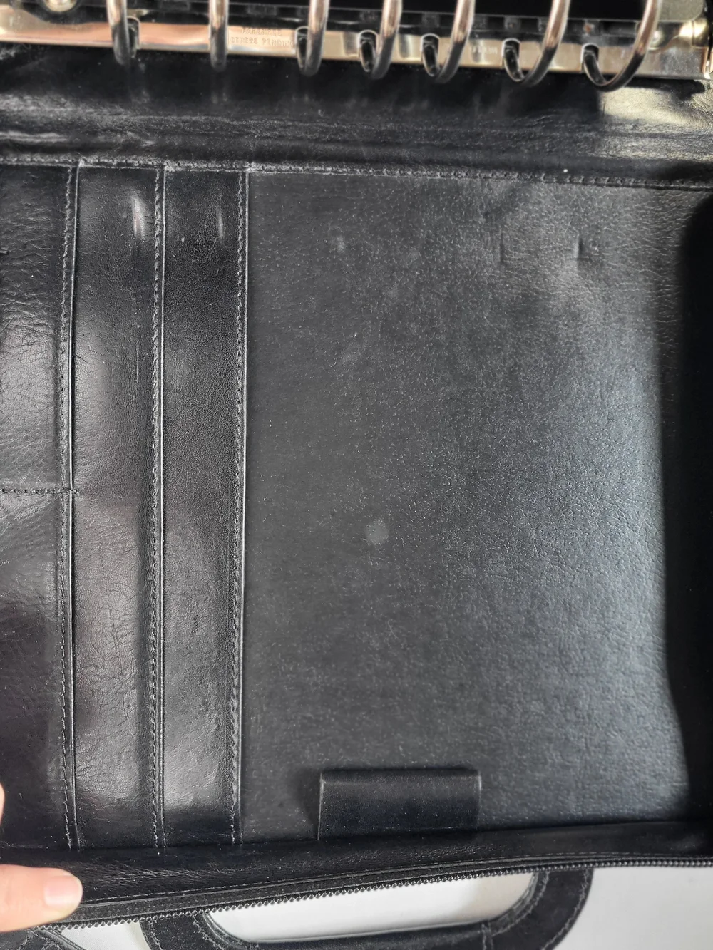 Franklin Covey Black Leather Crossbody Messenger Planner Briefcase